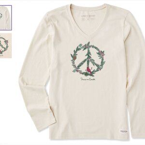 NWT Life Is Good Peace On Earth Long Sleeve Shirt Size Small